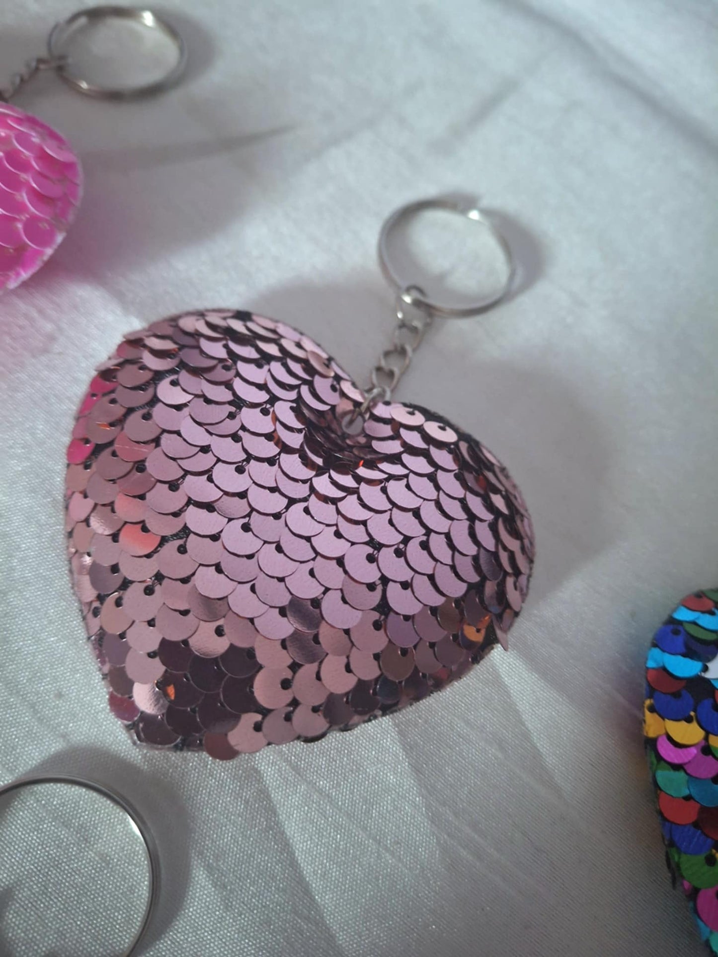 Sequin Heart Keyring