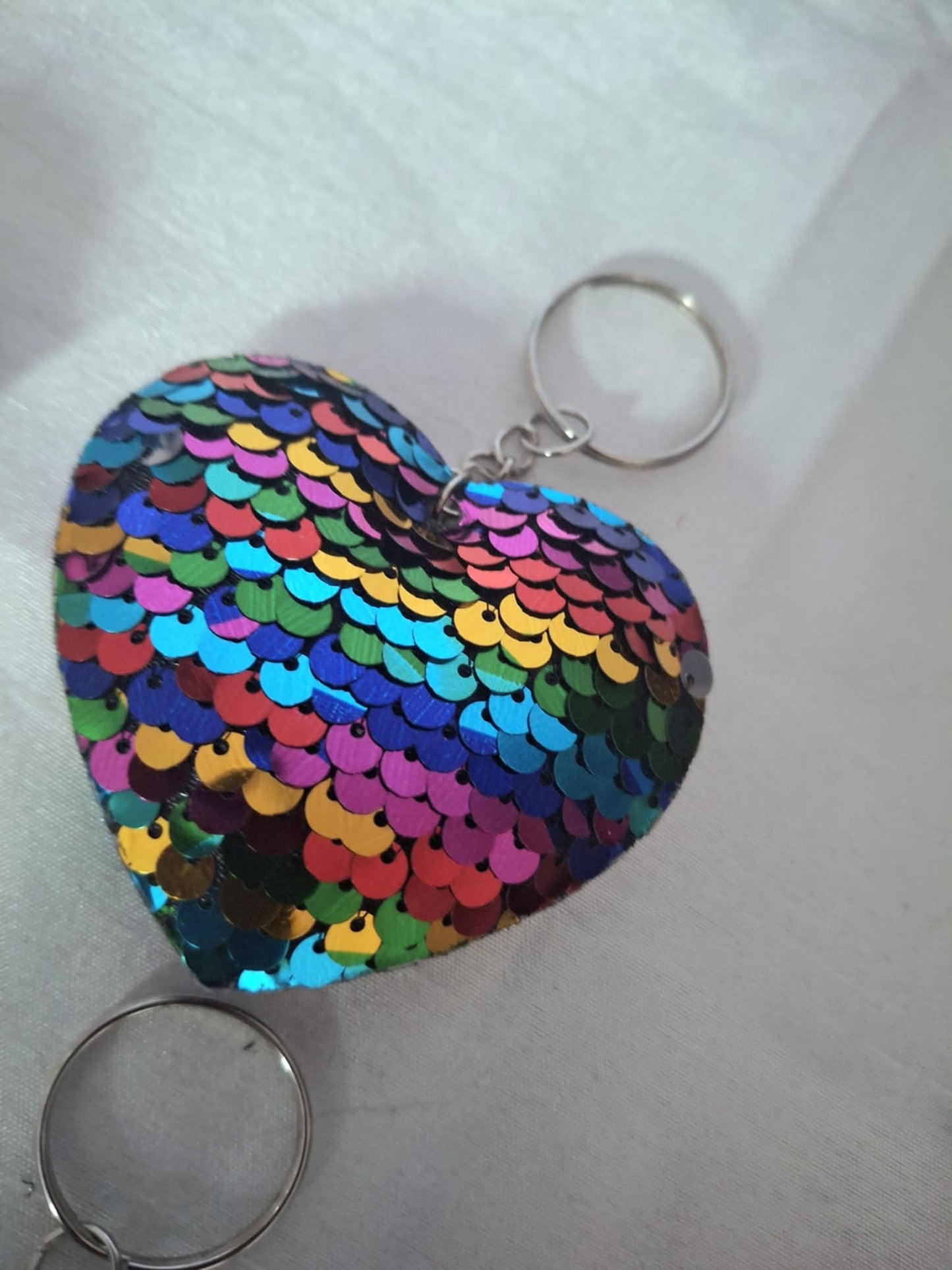 Sequin Heart Keyring