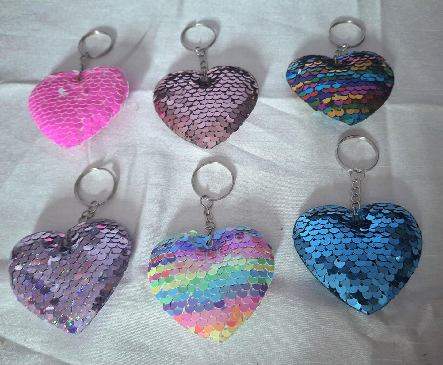 Sequin Heart Keyring