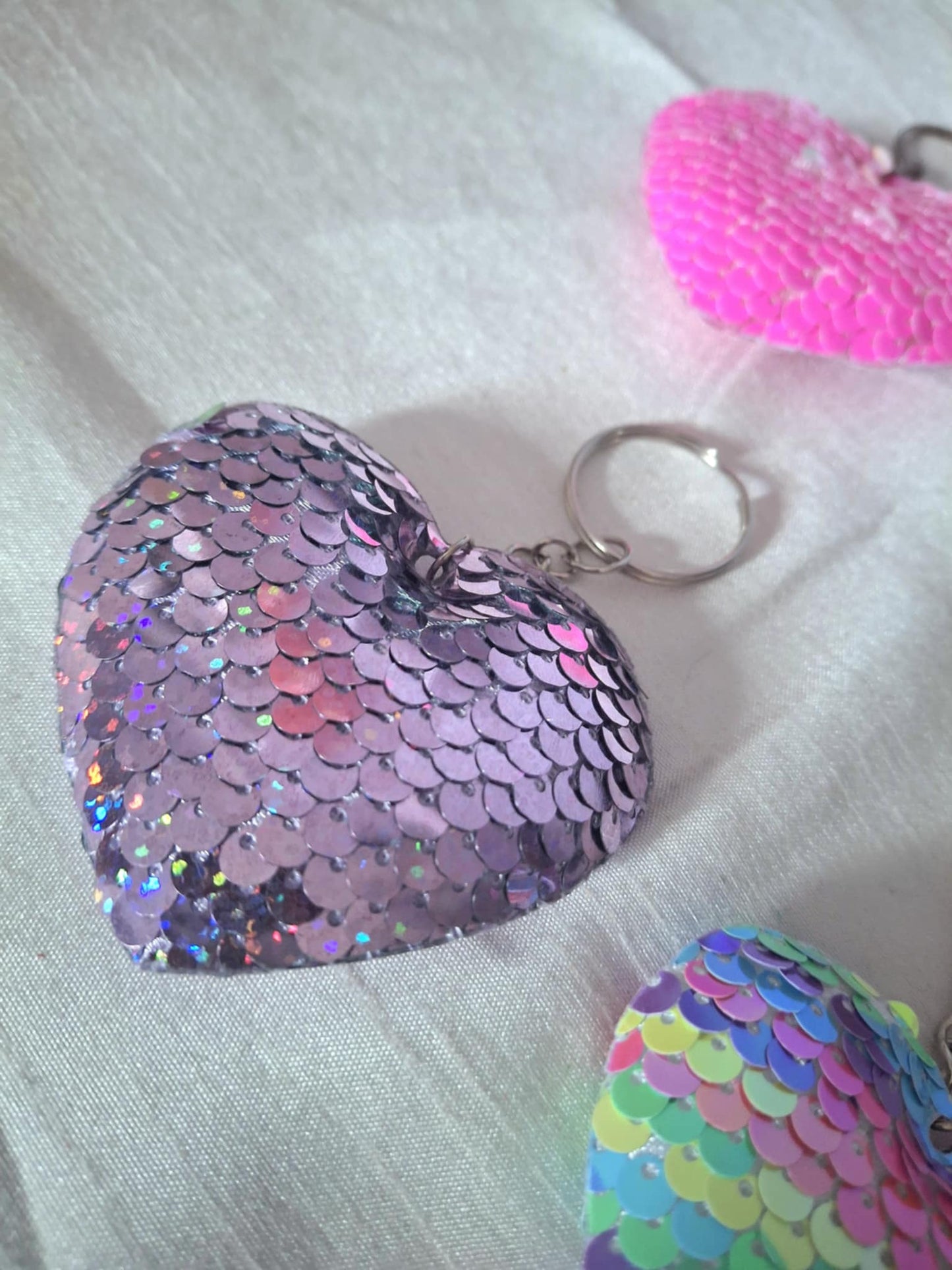 Sequin Heart Keyring