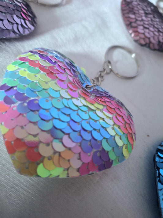 Sequin Heart Keyring