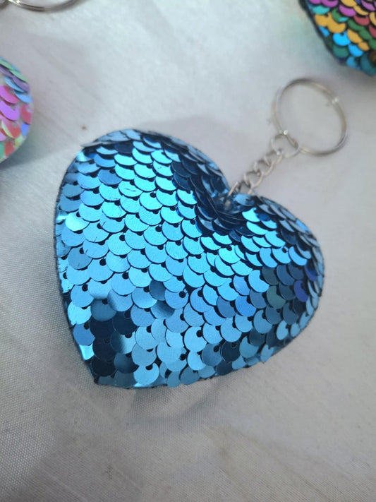 Sequin Heart Keyring